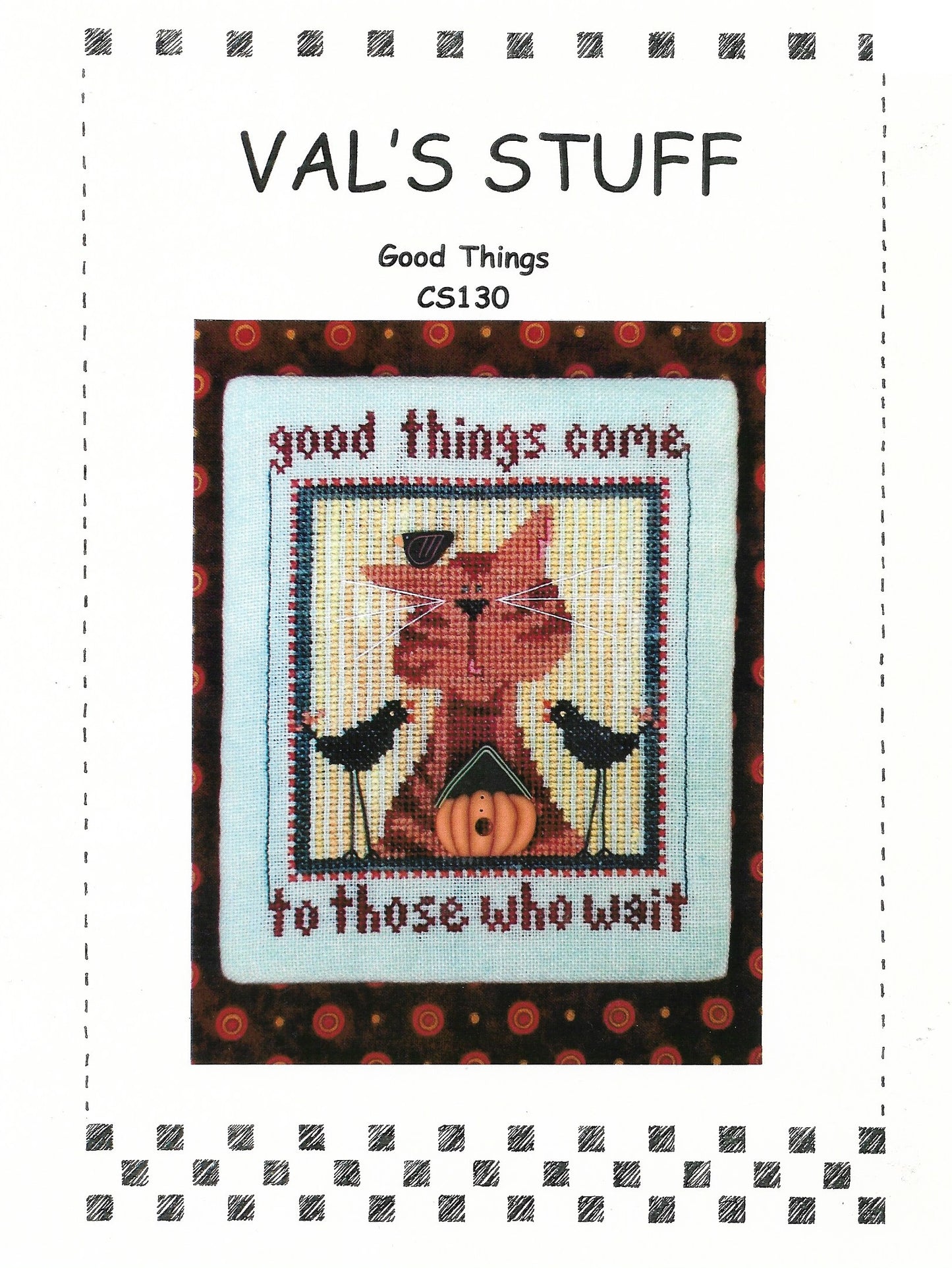 Val's Stuff Good Things cat cross stitch pattern