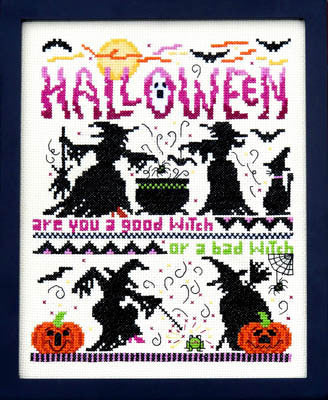 Bobbie G. Good Witch Bad witch halloween MS340 cross stitch pattern