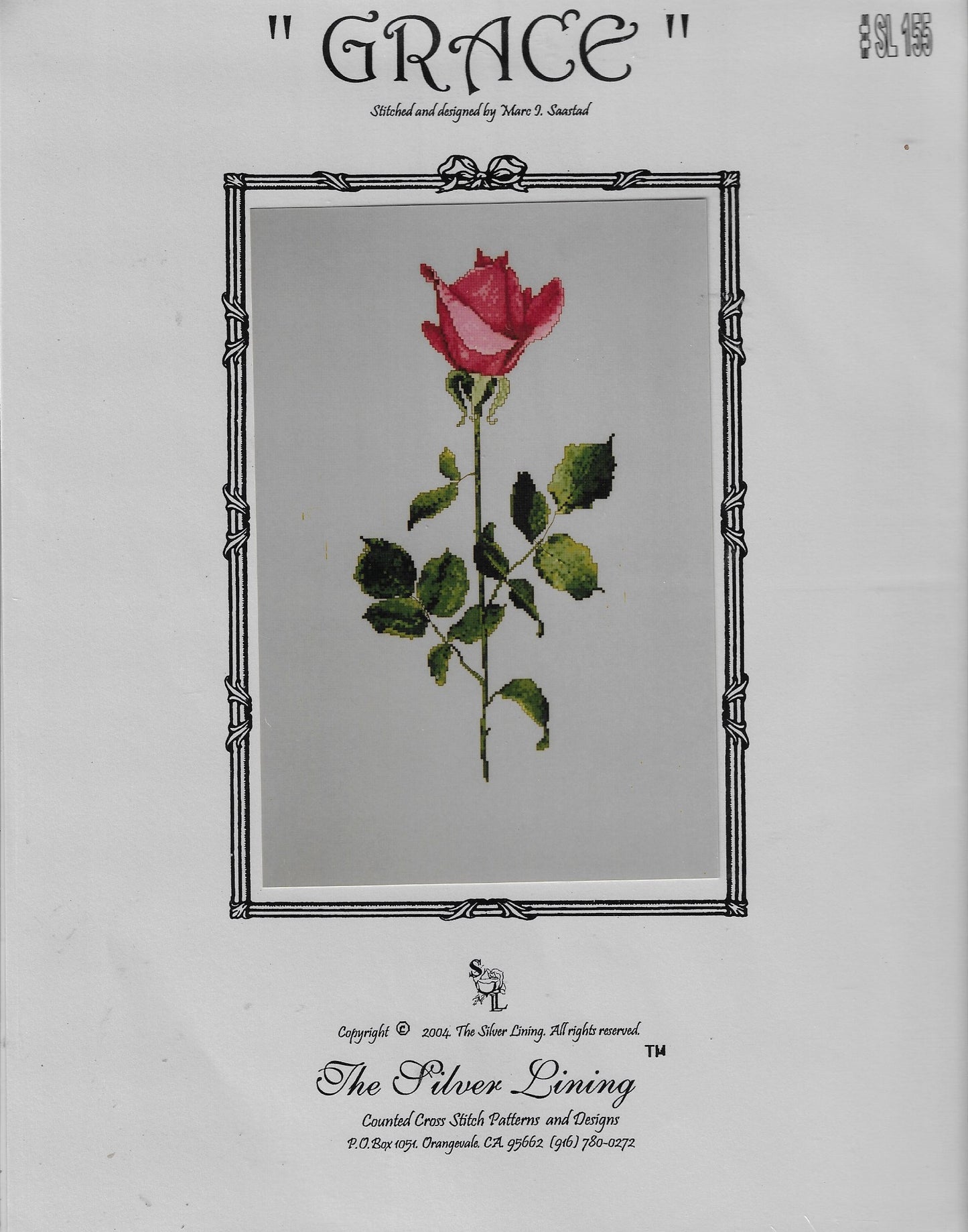 Silver Lining Grace rose cross stitch pattern