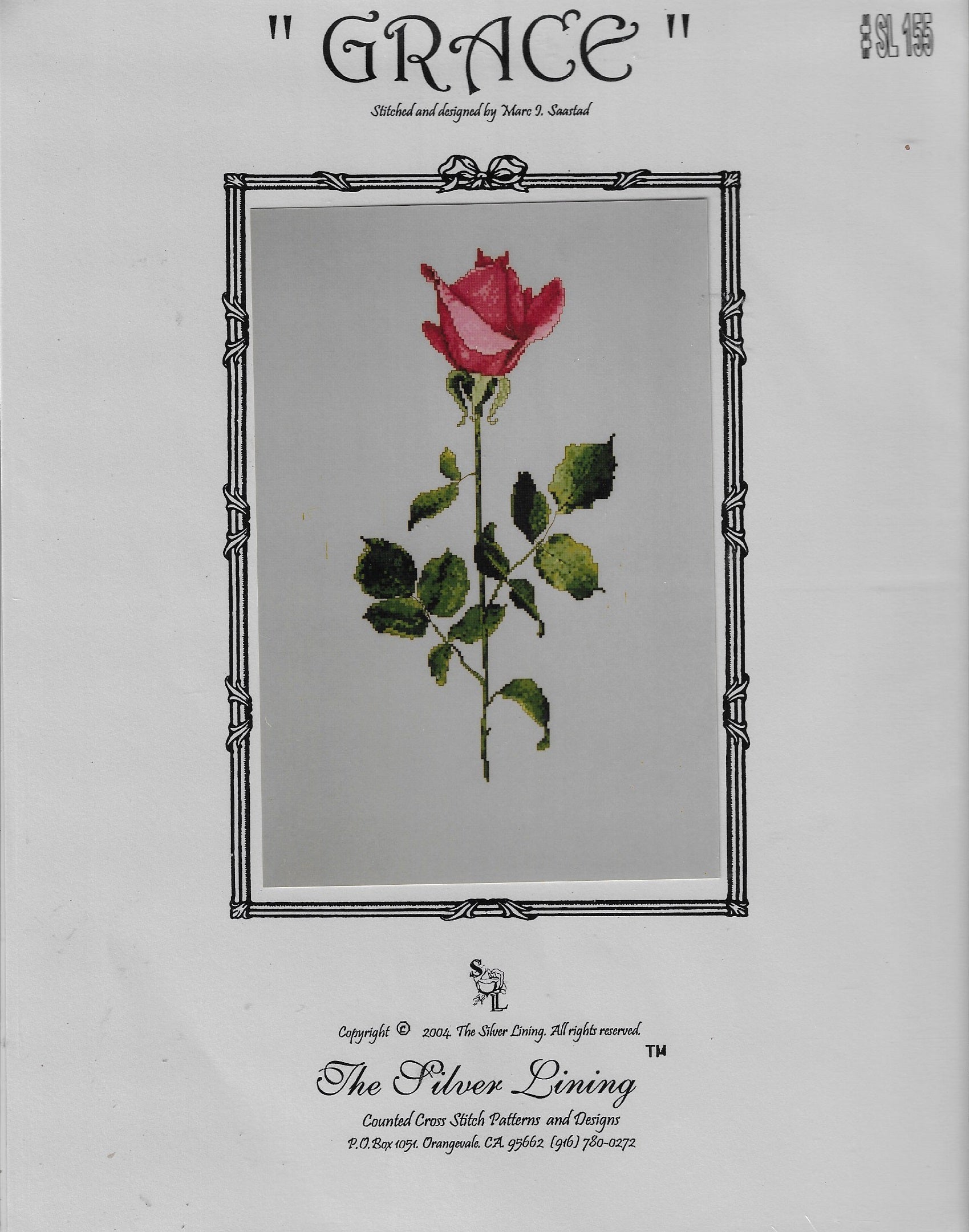 Silver Lining Grace rose cross stitch pattern