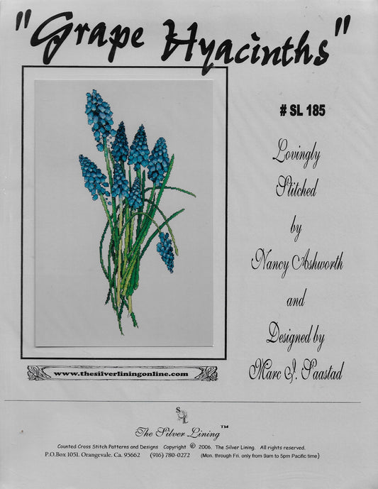 Silver Lining Grape Hyacinths SL185 cross stitch pattern