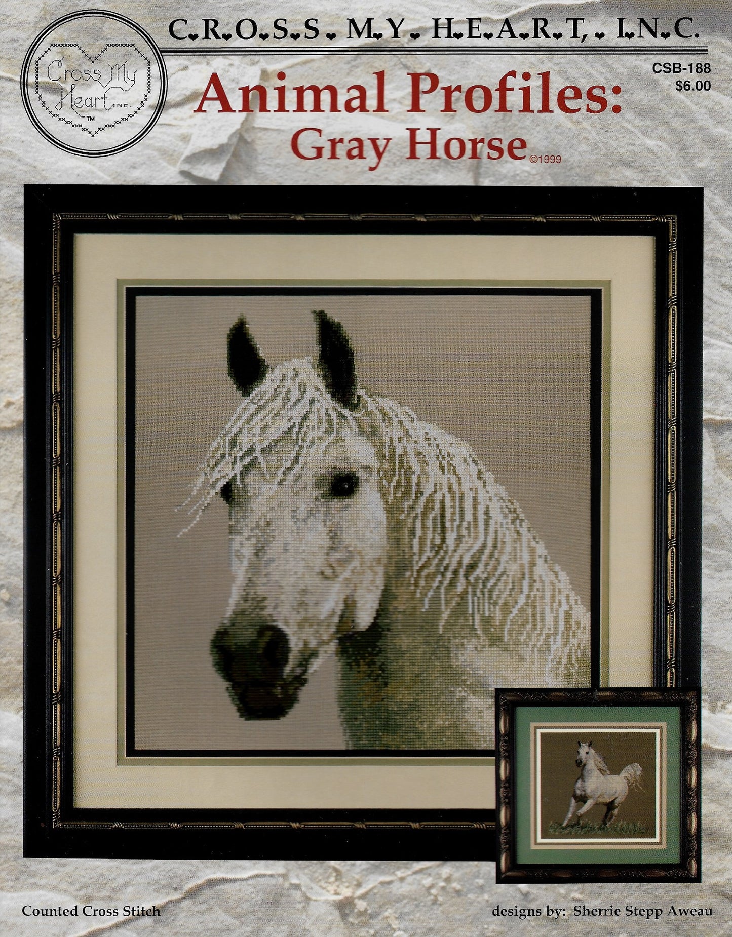 Cross My Heart Gray Horse CSB-188 Animal Profiles cross stitch pattern