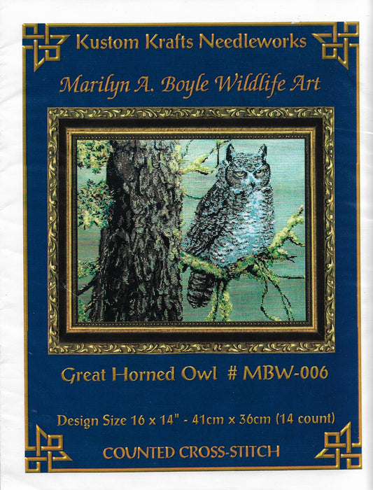 Kustom krafts Great Horned Owl MBW-006 cross stitch pattern