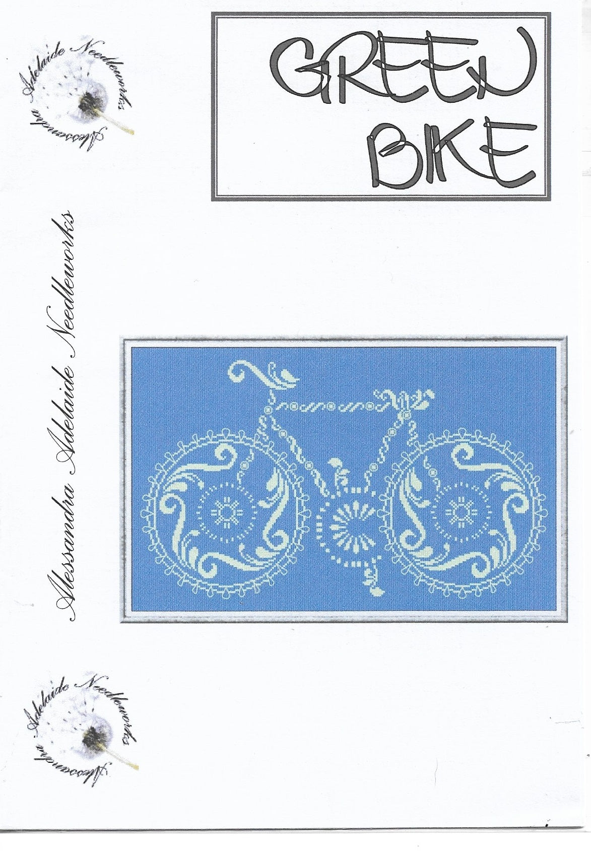 Alessandra Adelaide Green Bike cross stitch pattern