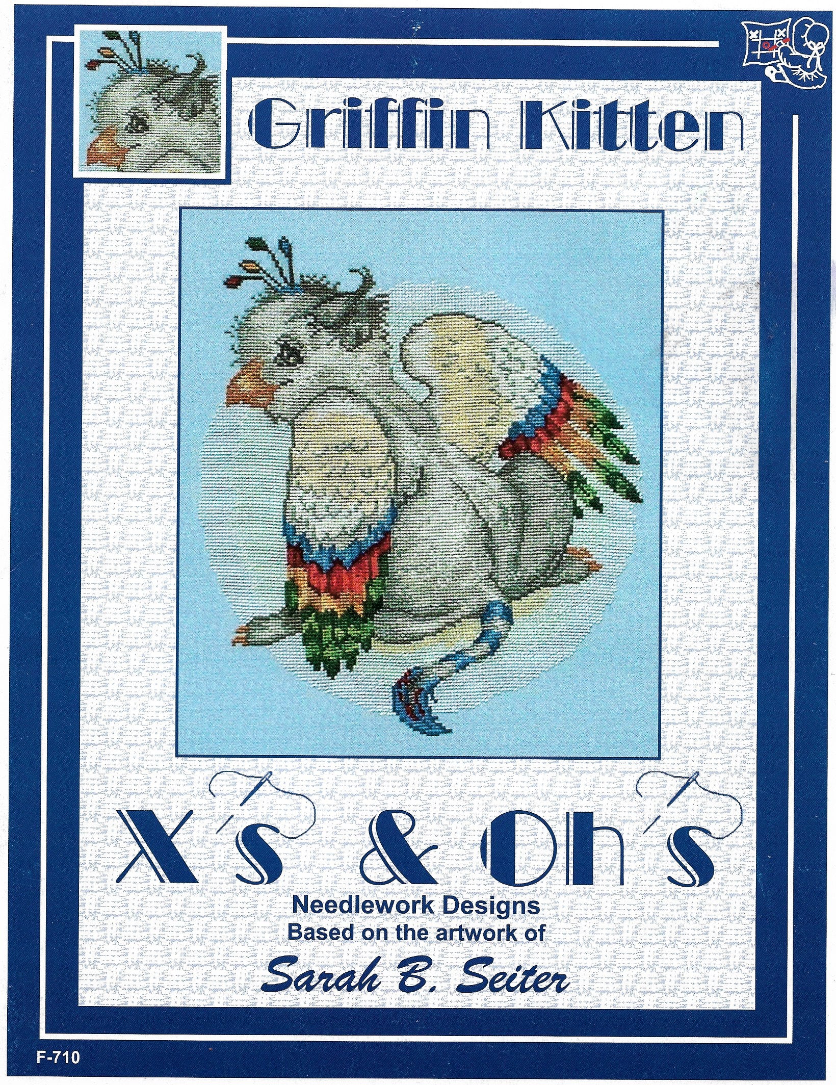 X's and O's Griffin Kitten cross stitch pattern