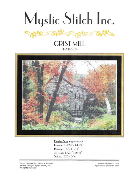 Mystic Stitch Grist Mill cross stitch pattern