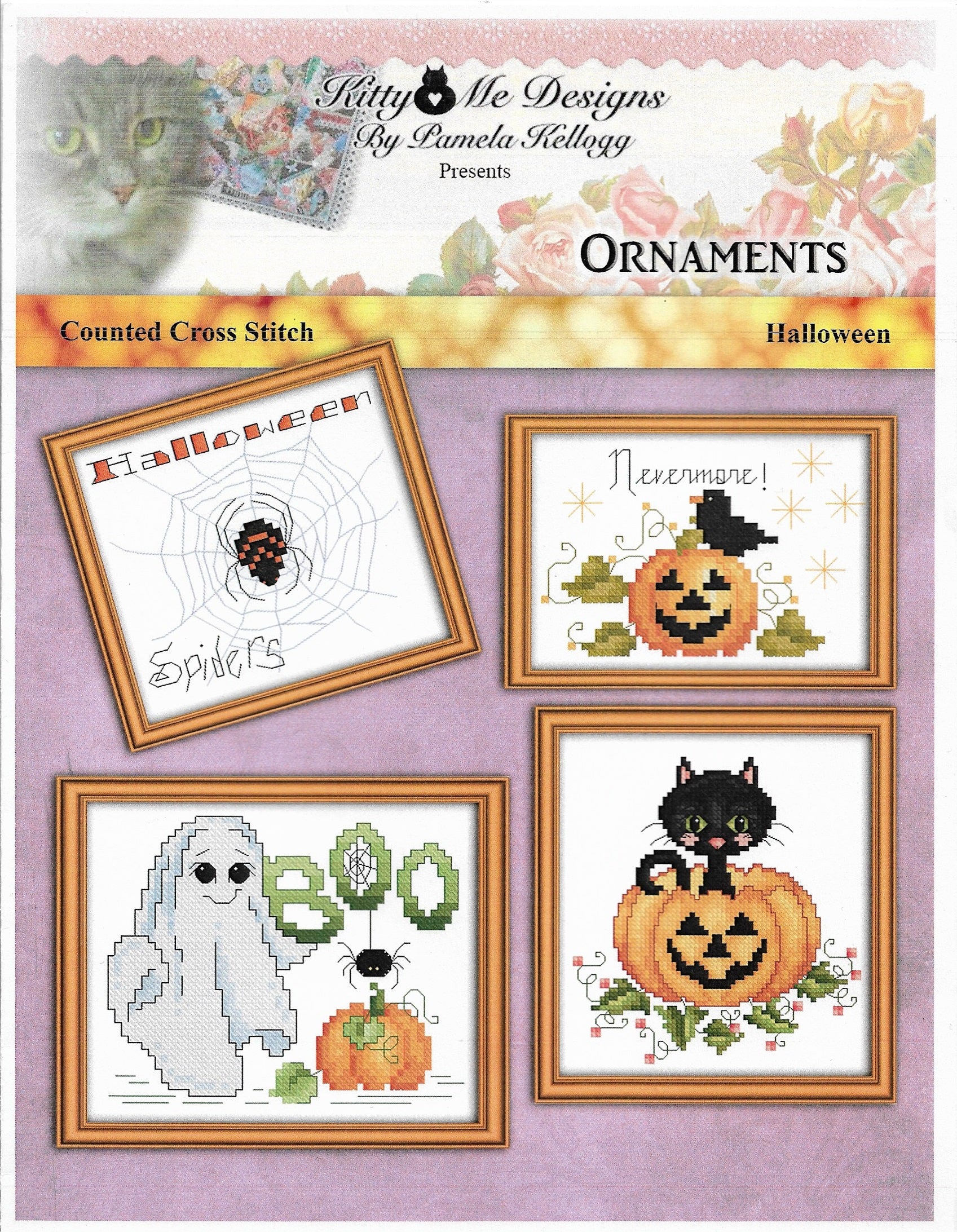 Kitty Love Me Designs Halloween Ornaments cross stitch pattern