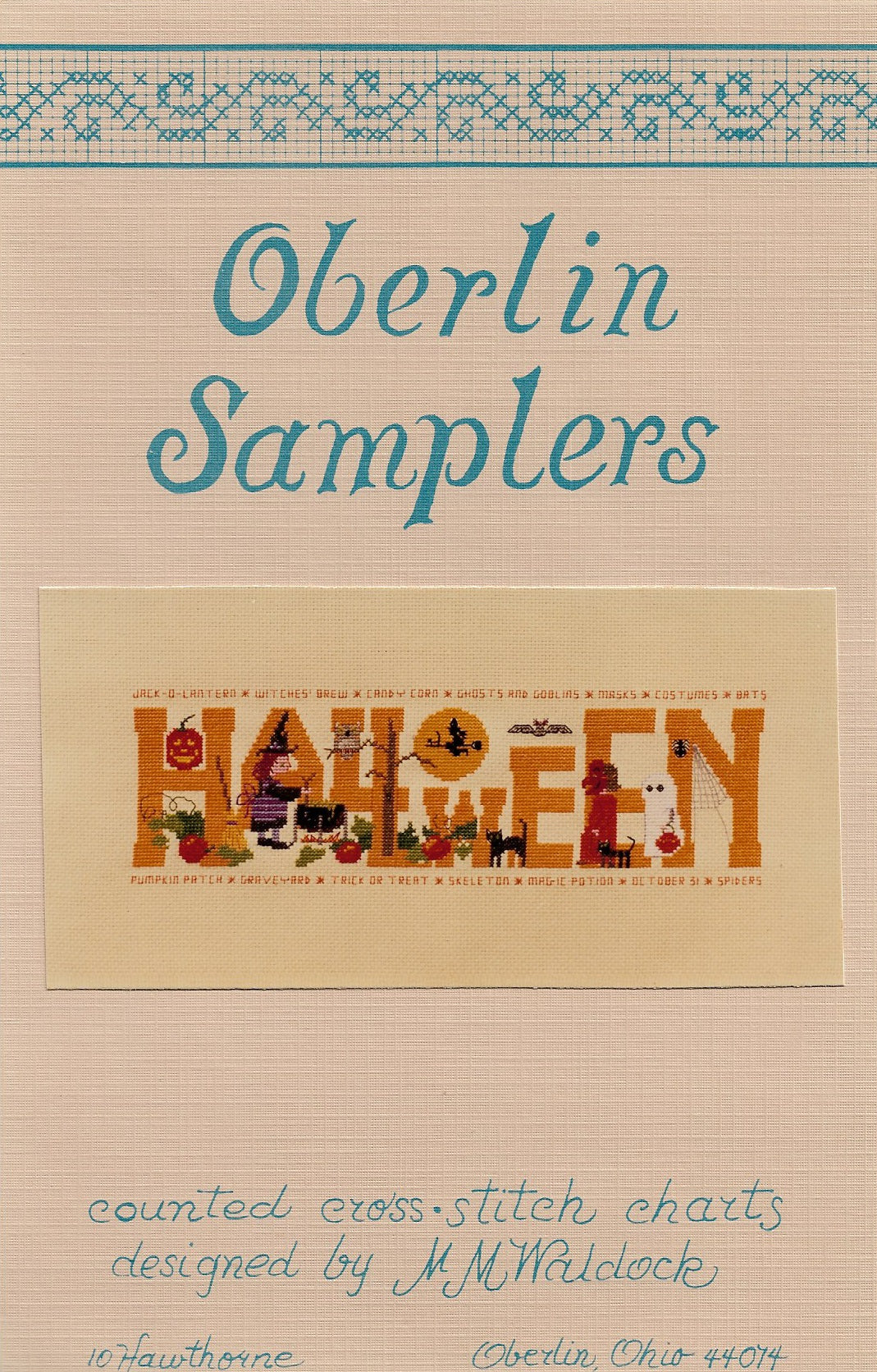 Oberlin Samplers Halloween cross stitch pattern