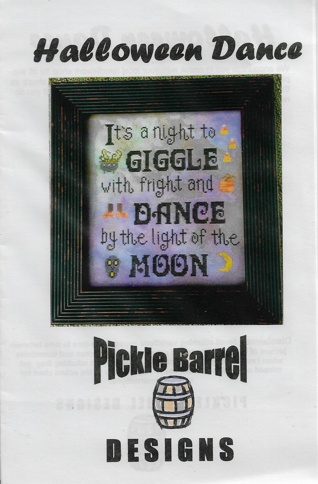 Pickle Barrel Halloeen Dance cross stitch pattern