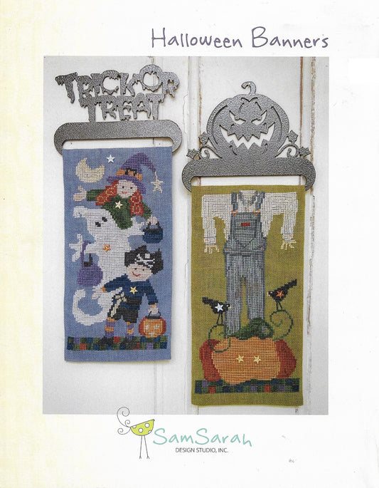 Sam Sarah Halloween Banners cross stitch pattern