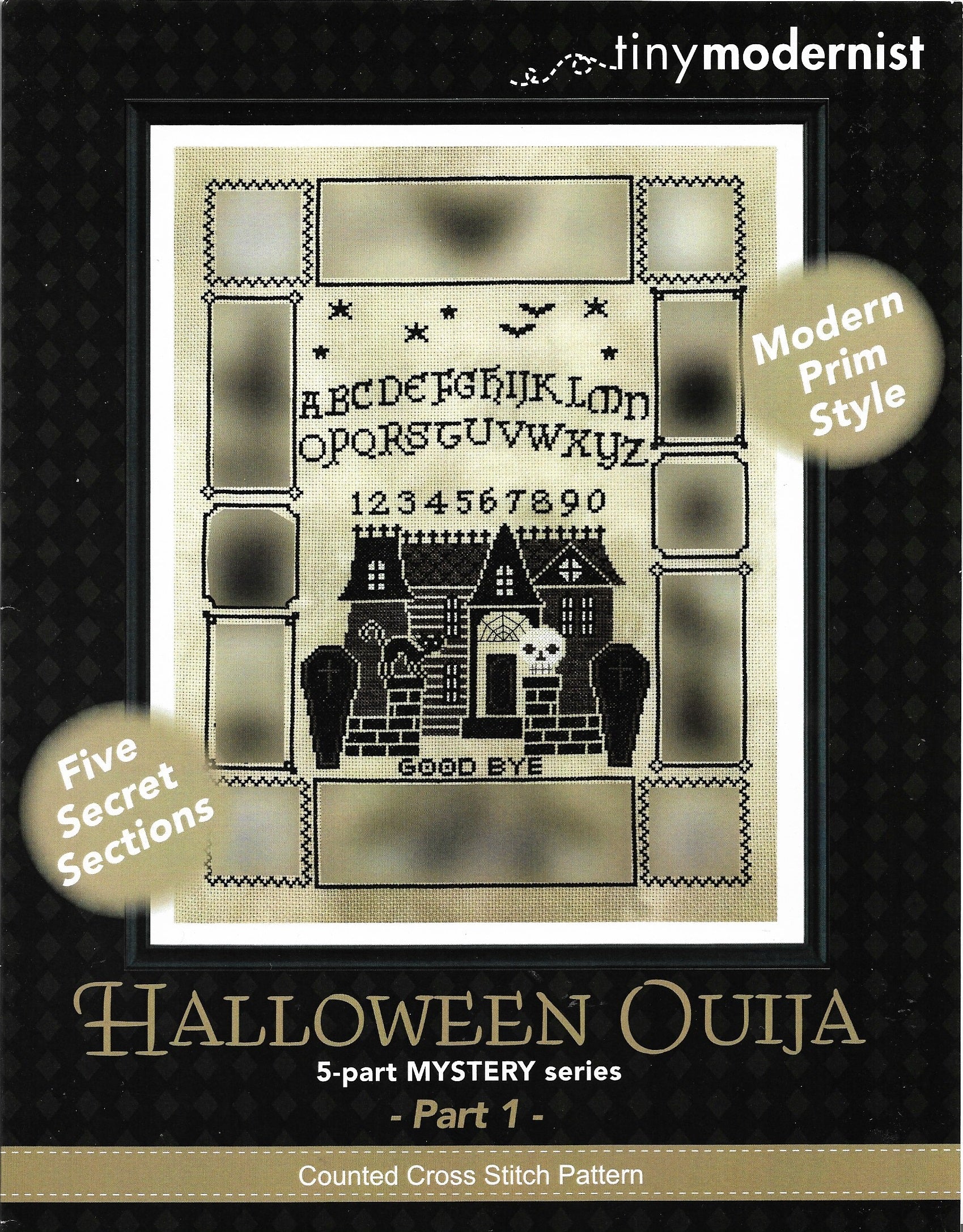 Tiny Modernist Halloween Ouija part 1 cross stitch pattern