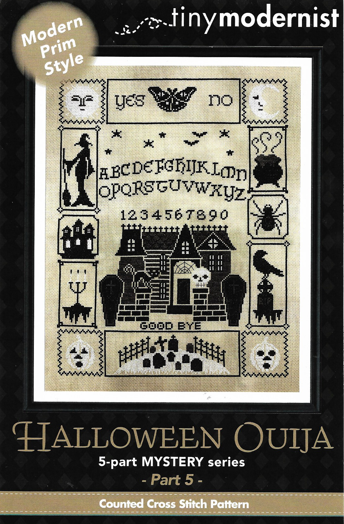 Tiny Modernist Halloween Ouija part 5 cross stitch pattern