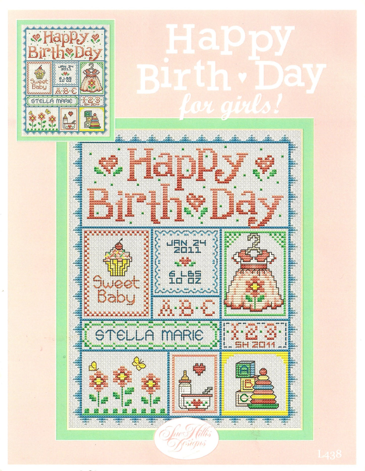 Sue Hillis Happy Birthday for Girls cross stitch pattern