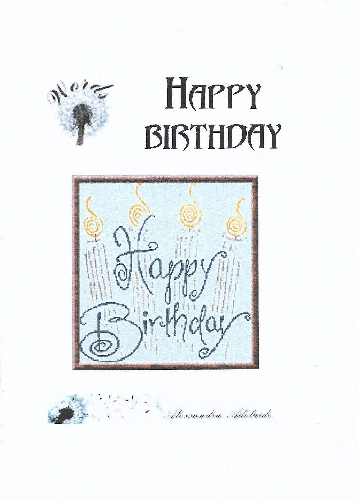 Alessandra Adelaide Happy Birthday cross stitch pattern