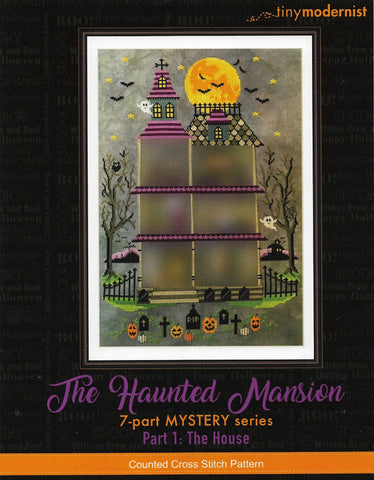 Tiny Modernist Haunted Mansion The House Halloween cross stitch pattern
