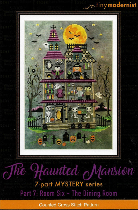 Tiny Modernist Haunted Mansion The Dining Room Halloween cross stitch pattern