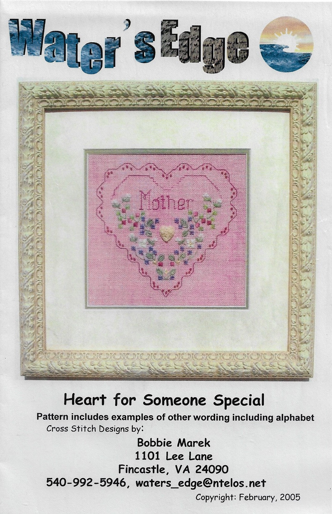 Water's Edge Heart for Someone Special cross stitch pattern