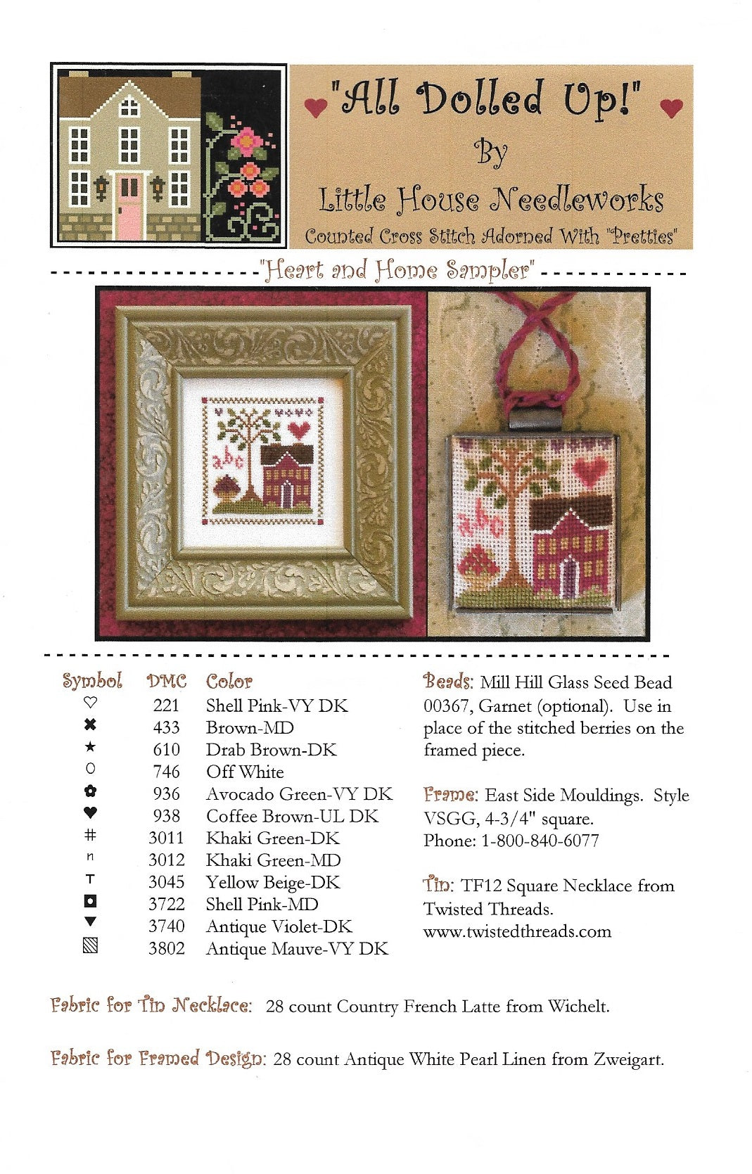Little House Needlework Heart and Home Sampler  cross stitch pattern