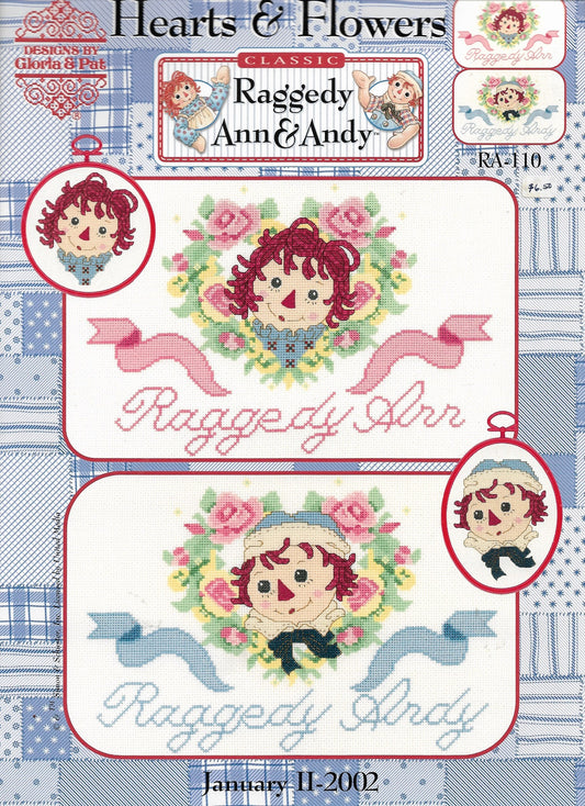 Gloria & Pat Hearts & Flowers Raggedy Ann & Andy cross stitch pattern