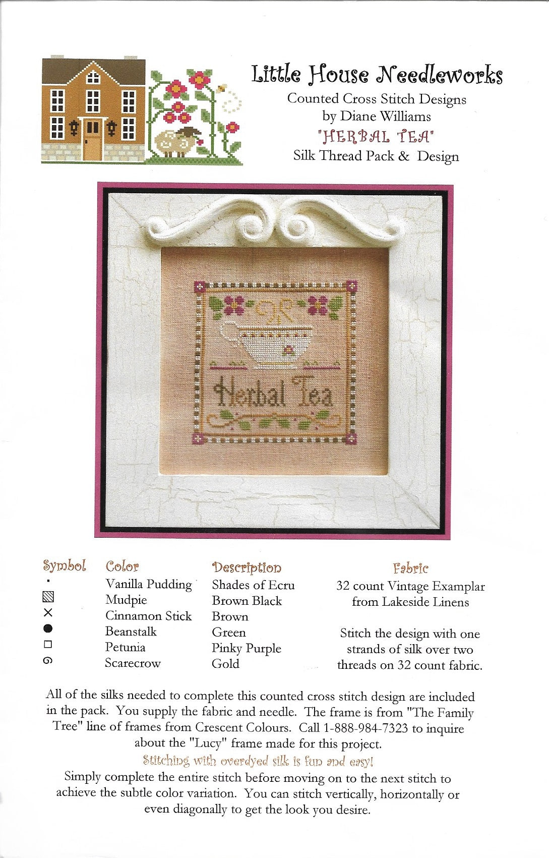Little House Needlework Herbal Tea cross stitch pattern