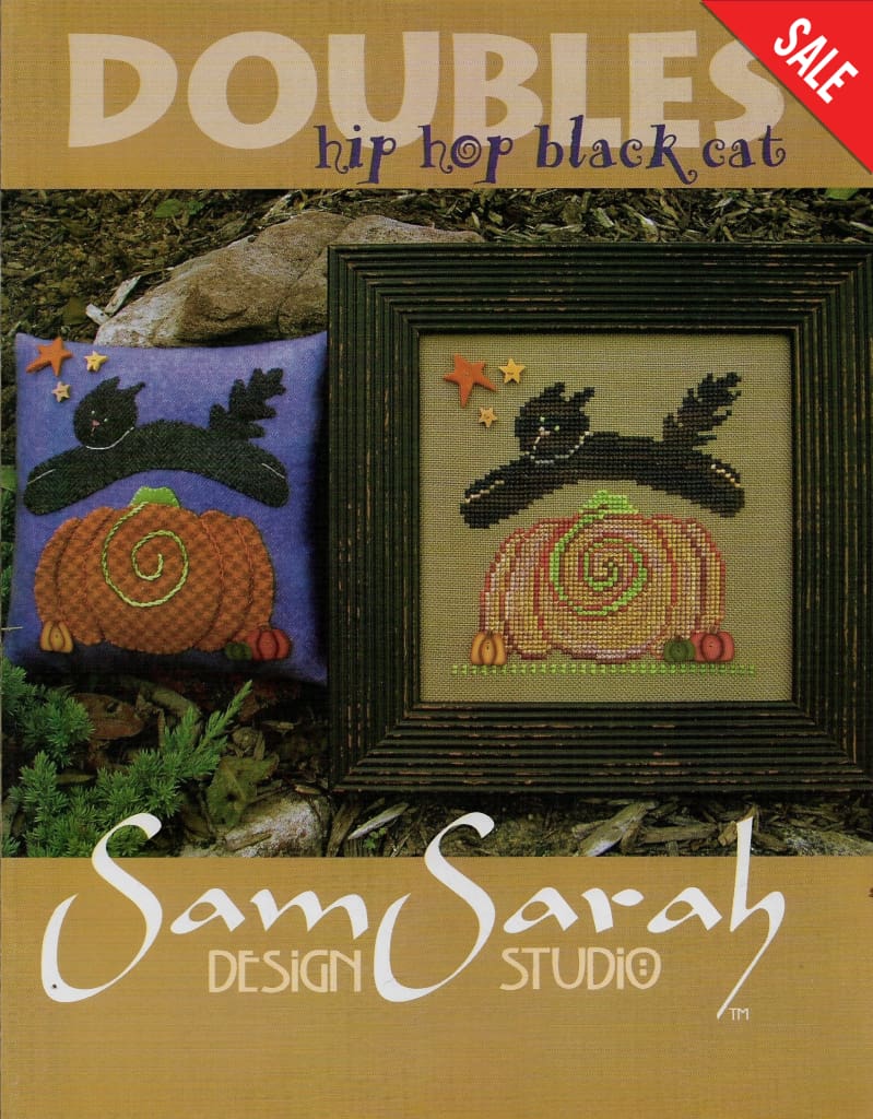 Sam Sarah Doubles Hip Hop Black Cat Halloween cross stitch and Applique pattern