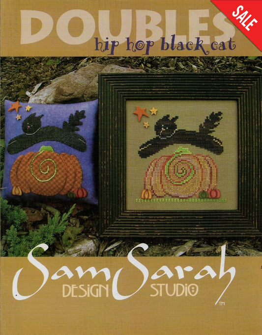 Sam Sarah Doubles Hip Hop Black Cat Halloween cross stitch and Applique pattern