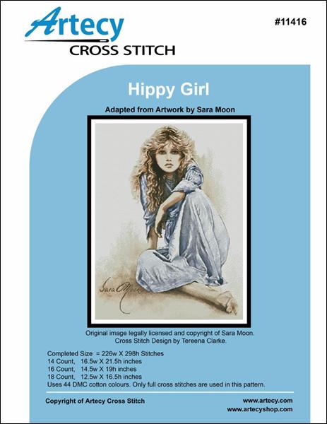 Artecy Hippy Girl cross stitvh pattern
