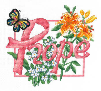 Imaginating Hope pink ribbon Ursula Michael cross stitch pattern