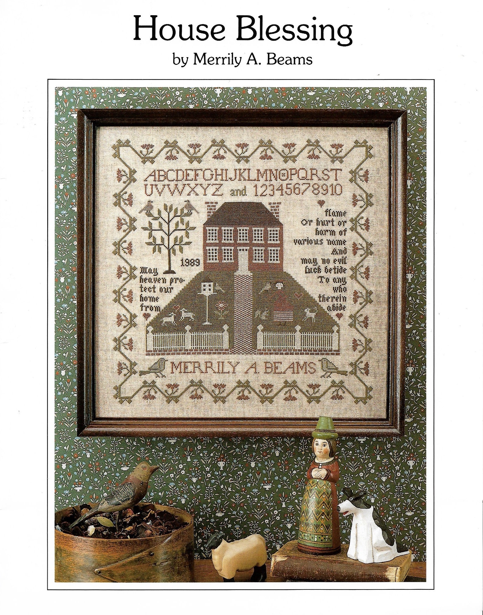 Sewing Bird House Blessing sampler cross stitch pattern