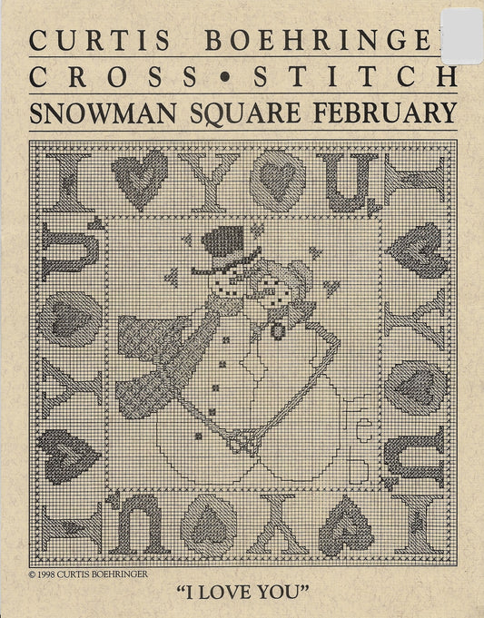 Curtis Boehringer I Love You snowman cross stitch pattern