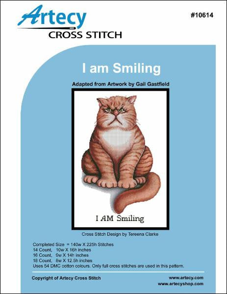 Artesy I am smiling roosevelt the cat cross stitch pattern