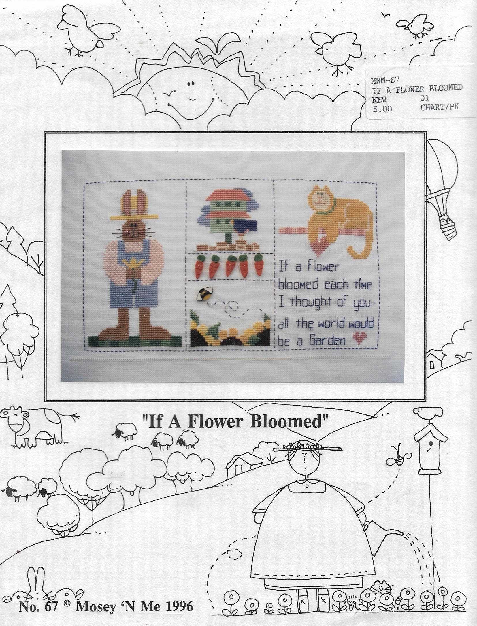 Mosey 'N Me If A flower bloomed cross stitch pattern