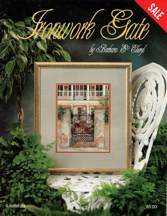 Barbara & Cheryl ironwork Gate 28 cross stitch pattern