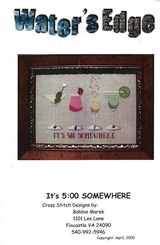 Water's Edge It's 5:00 Somewhere cross stitch pattern