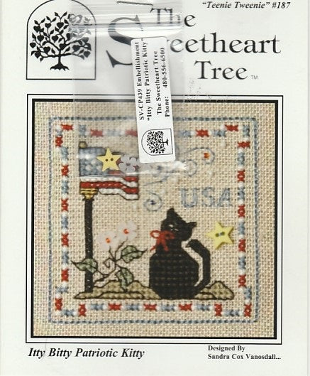 Sweetheart Tree Itty Bitty Patriotic Kitty TT187 cross stitch pattern