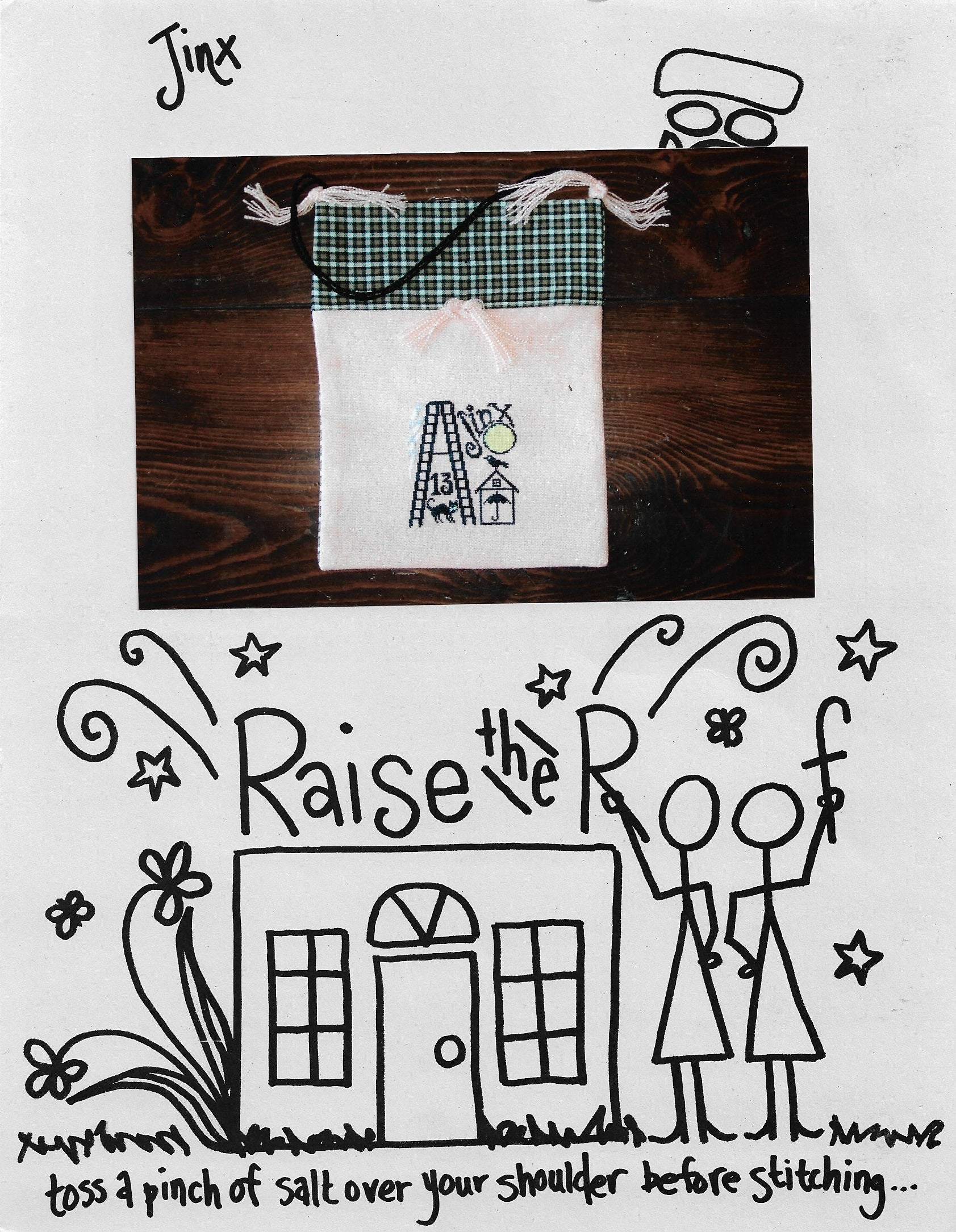 Raise the Roof Jinx cross stitch pattern