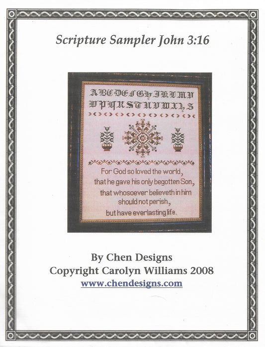 Chen Designs Scripture John 3:16 religious cross stitch pattern