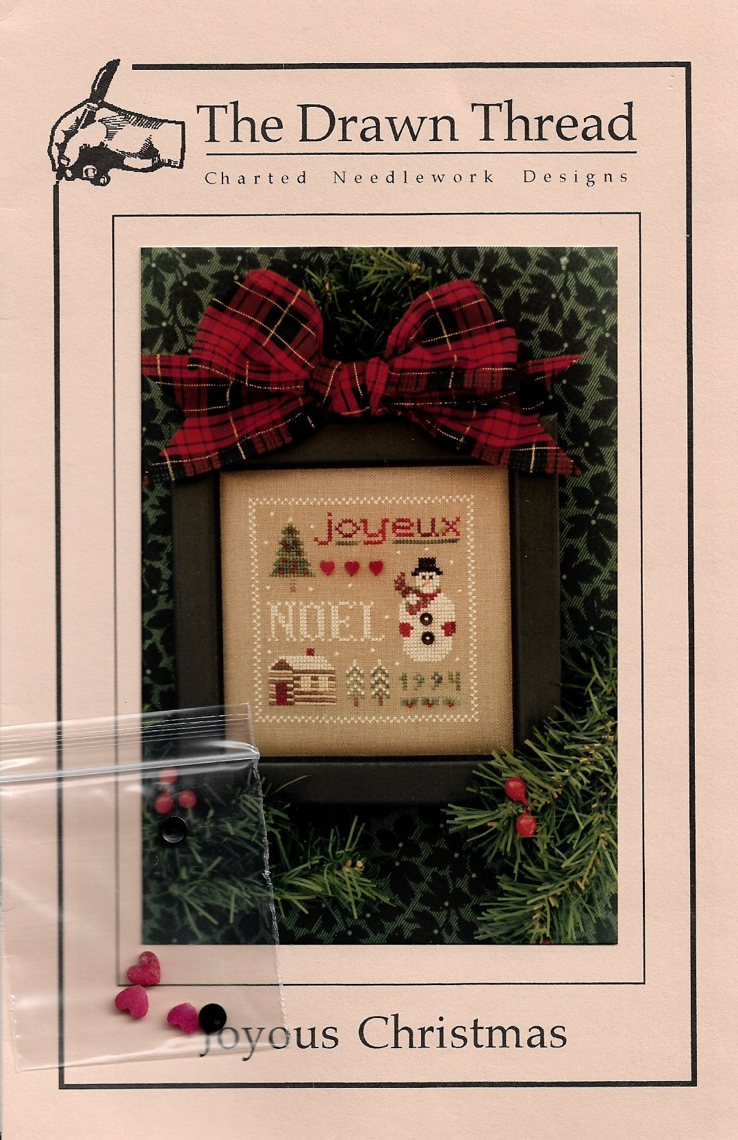 Drawn Thread Joyous Christmas cross stitch pattern