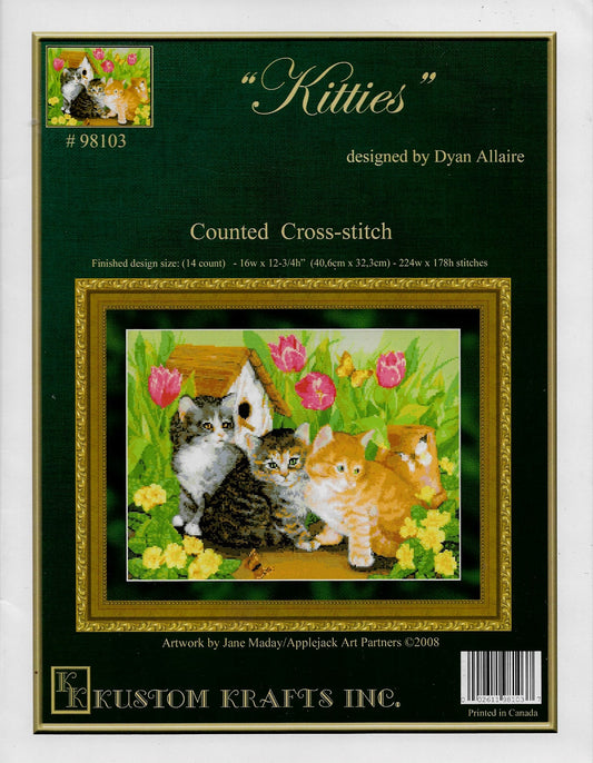 Kustom Krafts Kitties 98103 cat cross stitch pattern