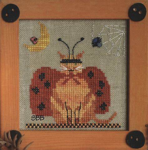 Victoria Sampler Lady Kitty Bug CJ40 cross stitch pattern