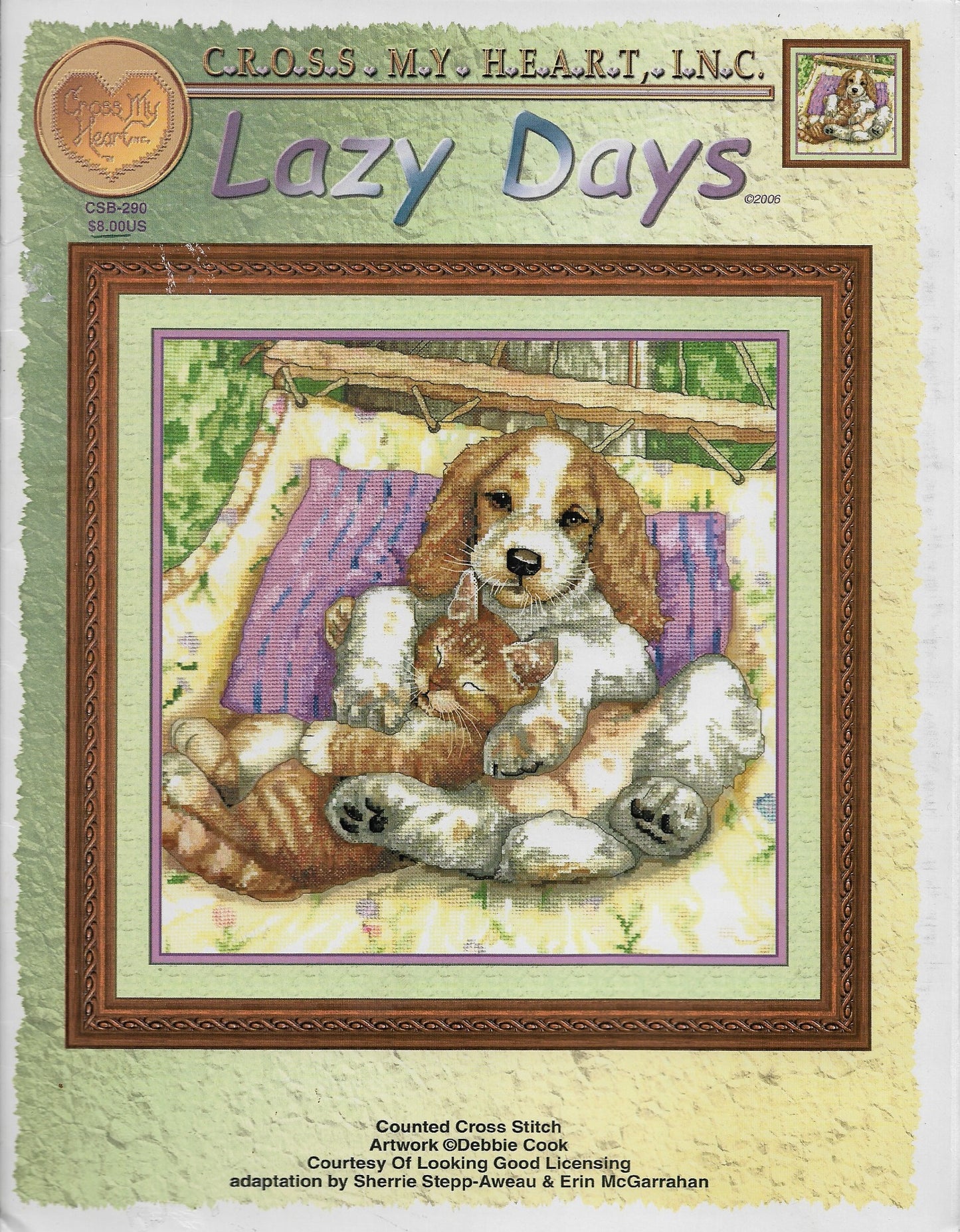 Cross My Heart Lazy Days Cat and Dog cross stitch pattern