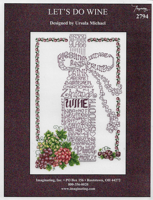 Imaginating Let's do wine cross stitch pattern
