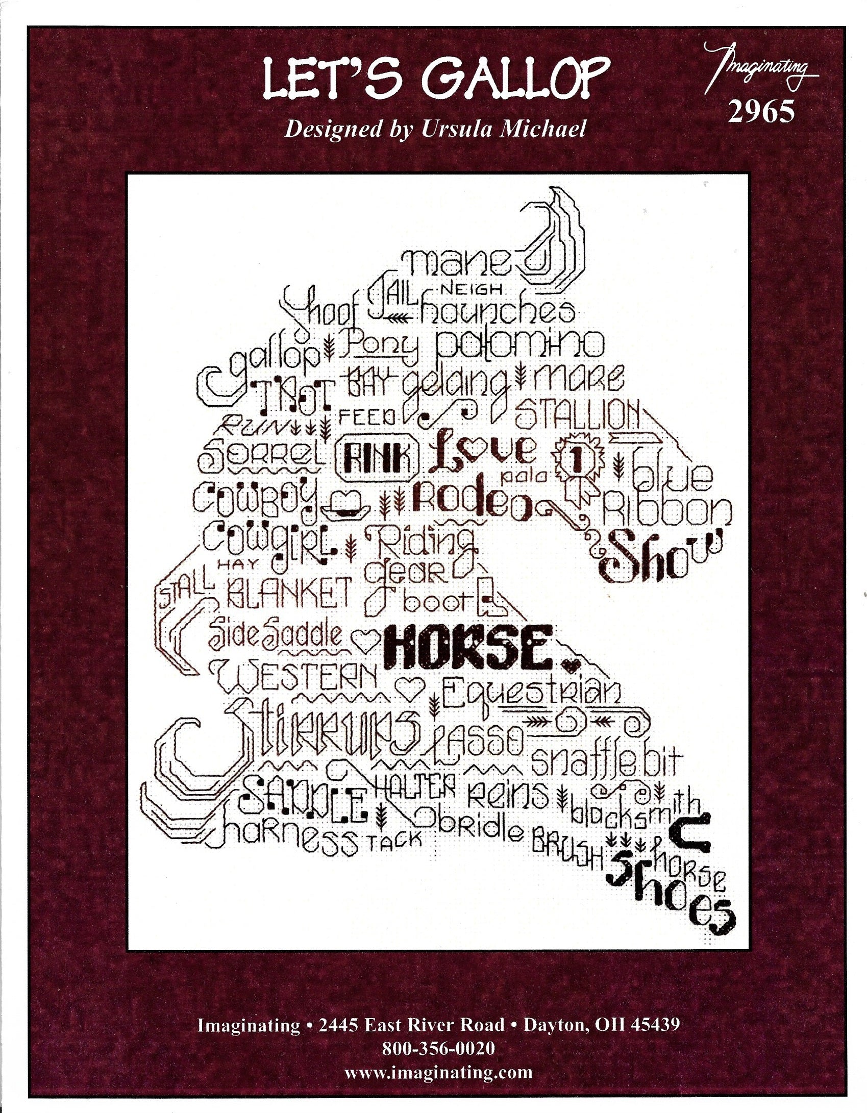 Imaginating Let's Gallop 2965 horse cross stitch pattern