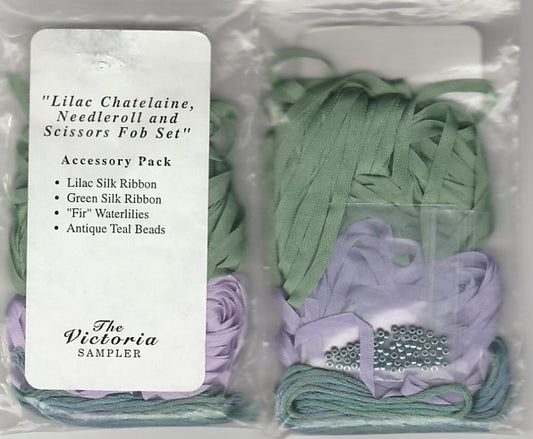 Victoria Sampler Lilac Chatelaine Needleroll and Scissor Fob set Accessory Pack