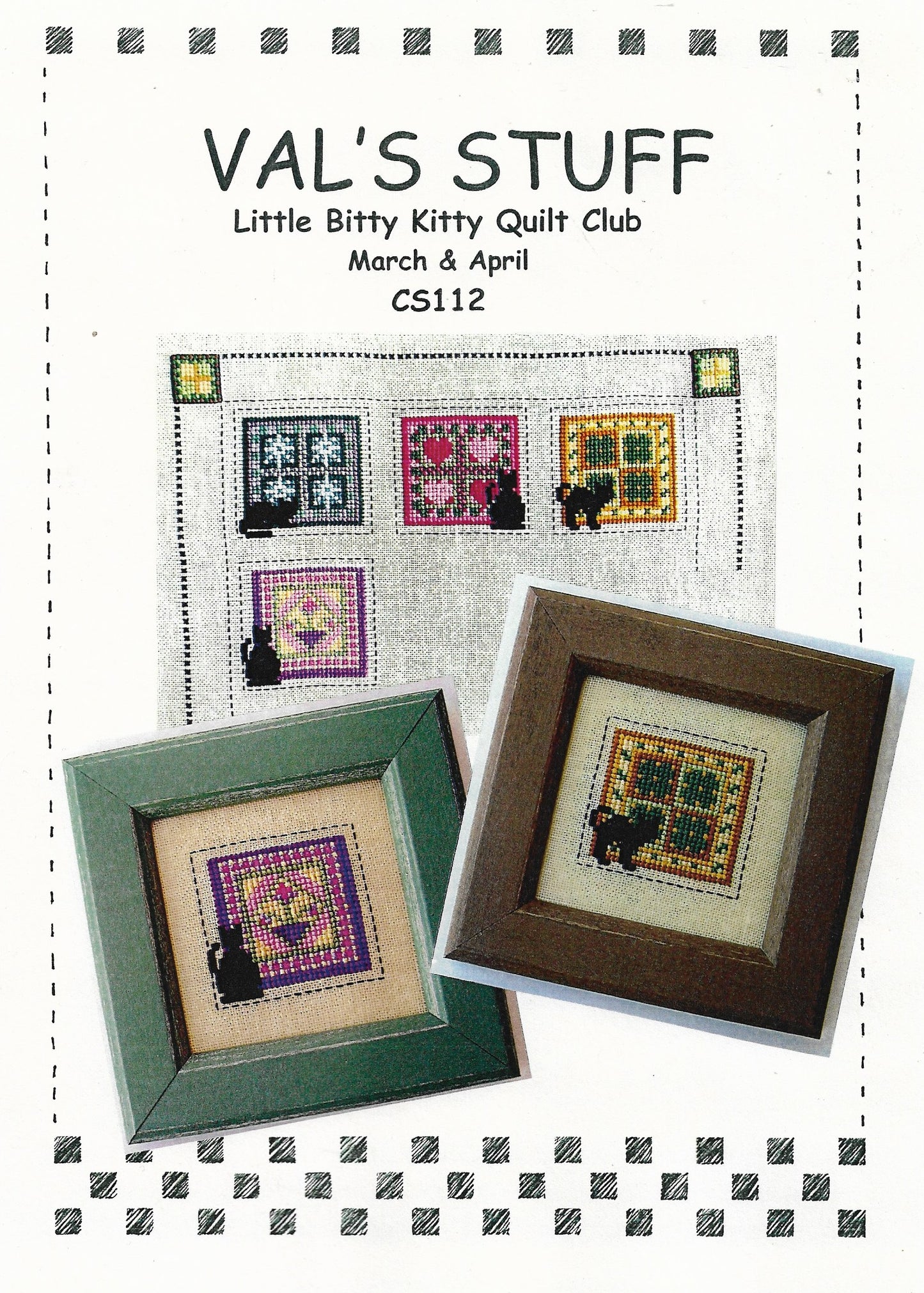 Val's Stuff Little Bitty Kitty Quilt Club March & April cross stitch pattern