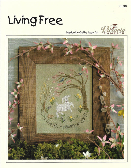 Victoria Sampler Living Free CJ28 lamb bird cross stitch pattern