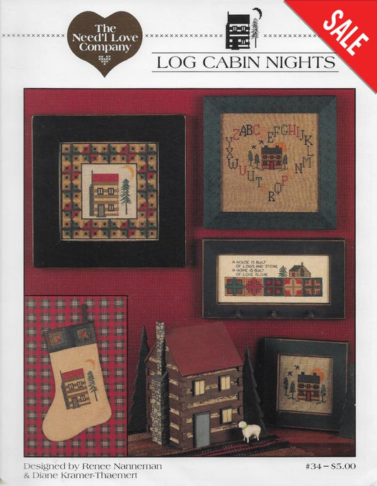 Need'l Love Company Log Cabin Nights cross stitch pattern