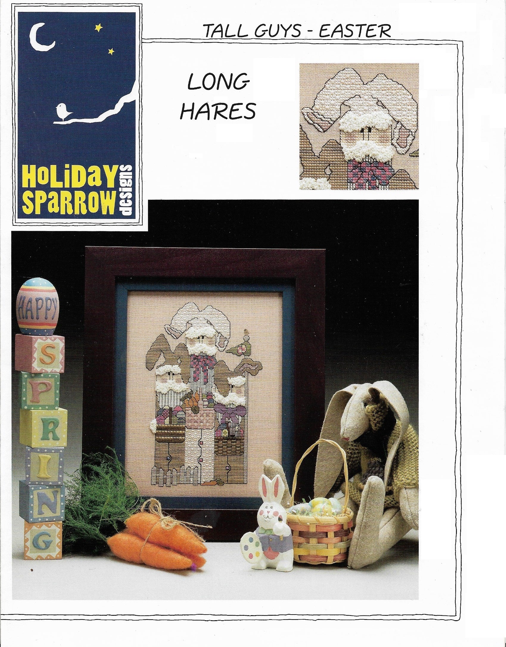 Holiday Sparrow Long Hares cross stitch pattern