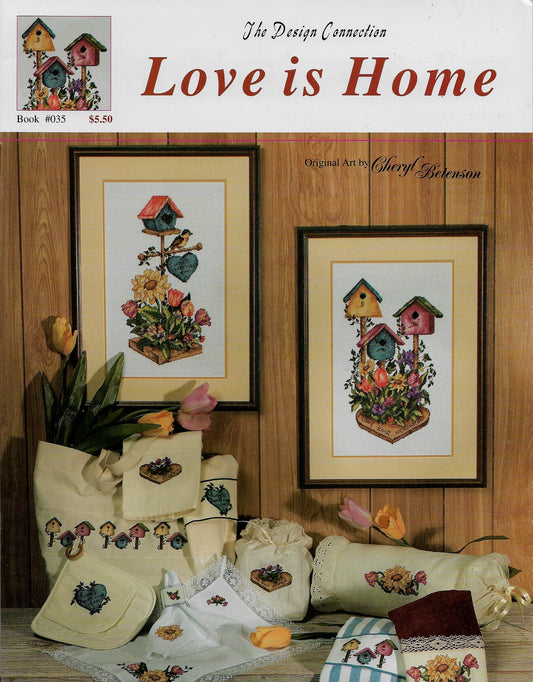 Design Connection Love is home bird house cross stitch pattern