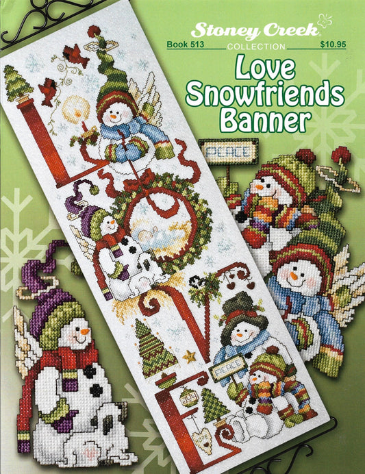 Stoney Creek Love Snowfriends Banner BK513 christmas cross stitch pattern